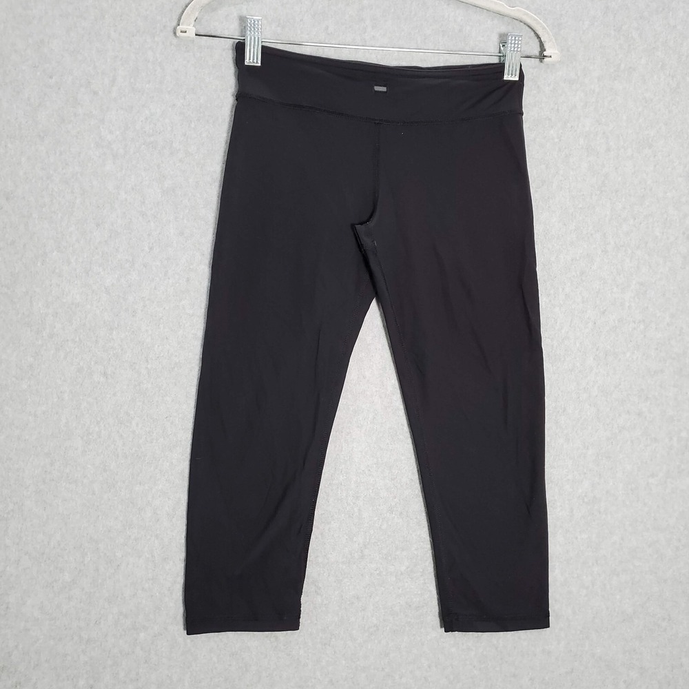 Ivivva Girls Activewear Pants 12 Black Leggings Cropped Skinny 18" Inseam
